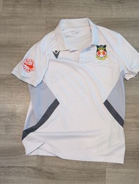 MACARON Wrexham AFC White Shirt with Team Crest and Gray Accents